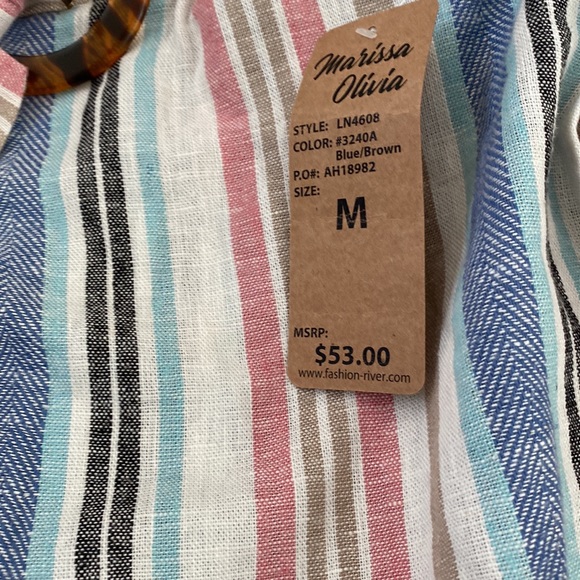 Marissa Olivia striped skirt with side pockets, NWT, SZ M, linen/rayon - Picture 5 of 6